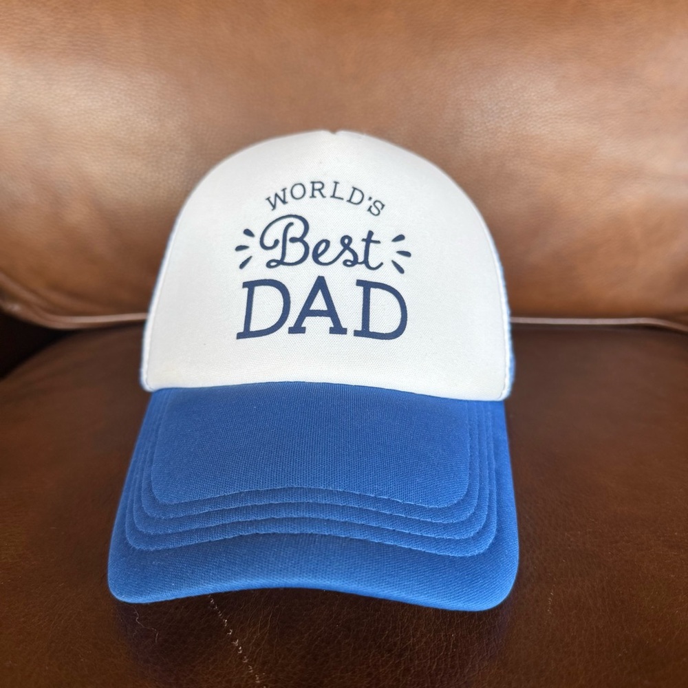 "World's Best Dad" Trucker Hat - White & Royal Blue